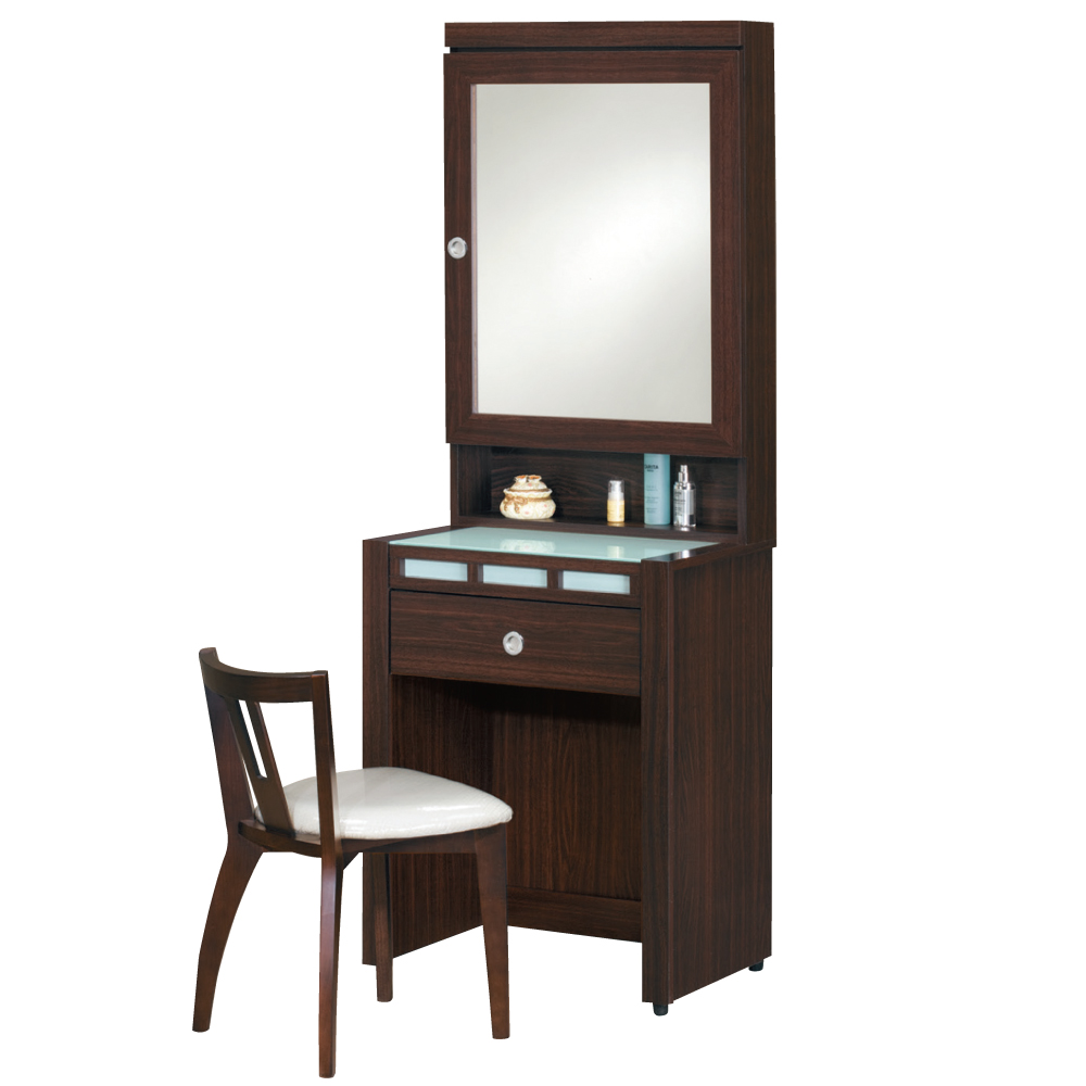 品家居 貝拉2尺化妝鏡台含椅(兩色可選)-60.6x41.8x173cm-免組