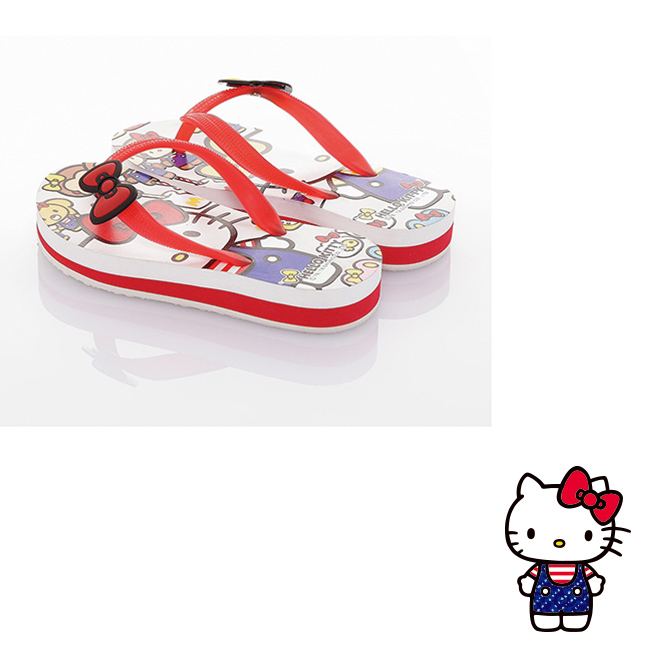 HelloKitty童鞋 雙胞胎系列-輕盈舒適減壓夾腳海灘拖鞋-白