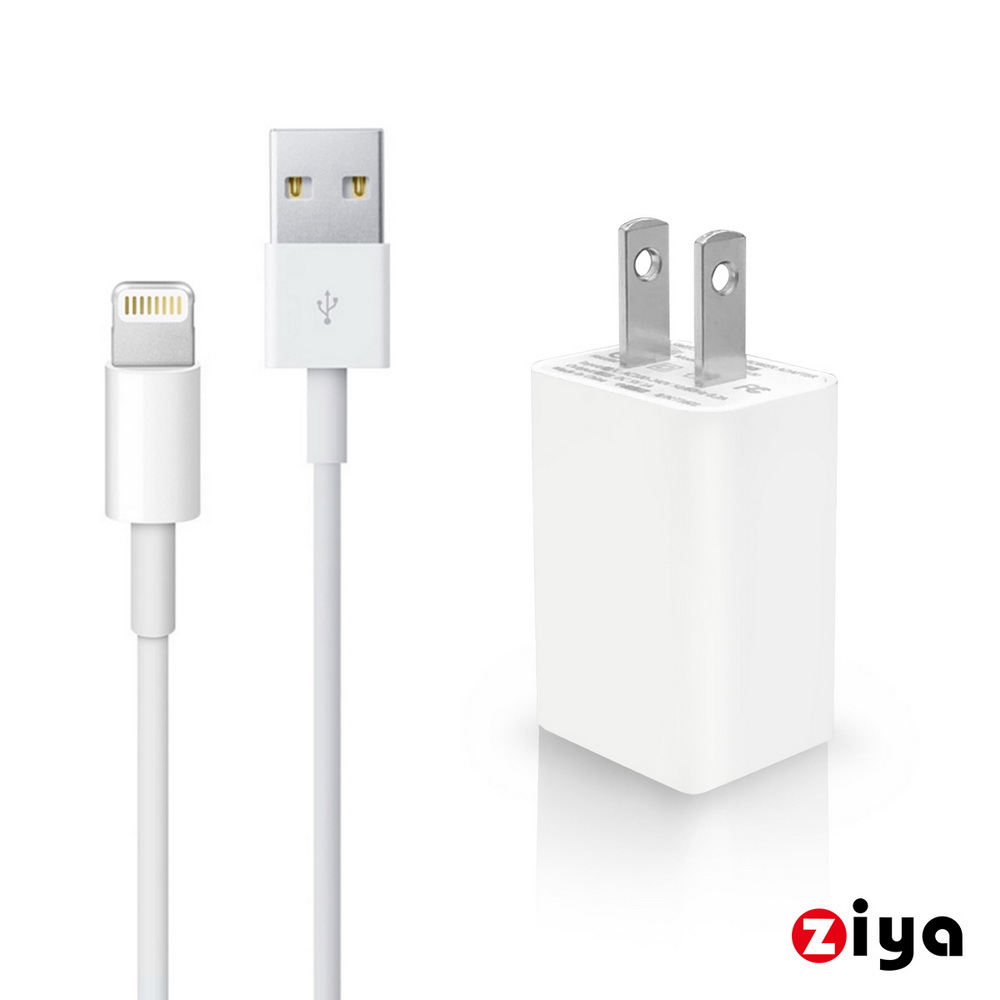 ZIYA iPhone Lightning USB 線+迷你USB充電器組合(OEM)