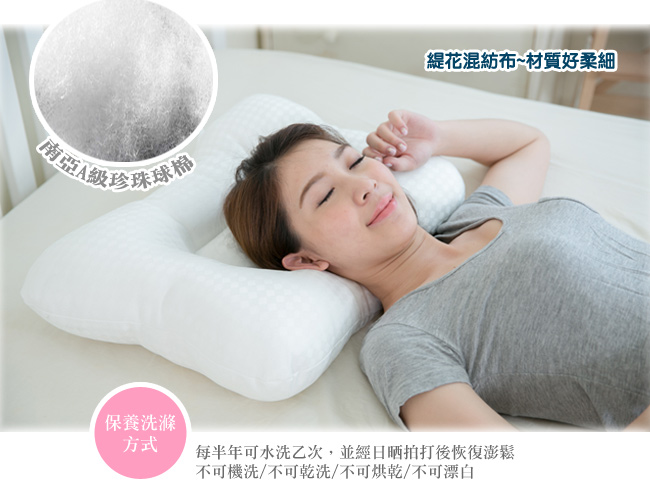 凱蕾絲帝-台灣製造~平凹造形可水洗物理健康止鼾枕-一入
