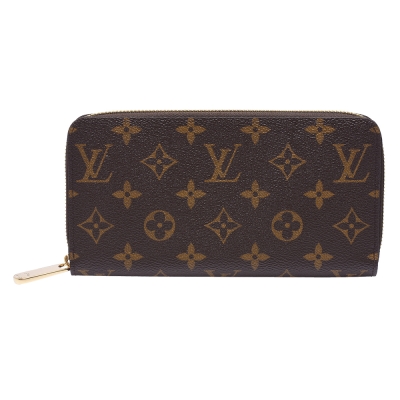 LV Louis Vuitton路易威登 M41895 經典Monogram花紋拉鍊長夾(紫紅色)