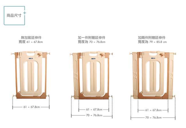 美國 L.A. Baby 雙向自動上鎖安全圍欄/門欄/圍欄/柵欄(贈兩片延伸件)米黃色
