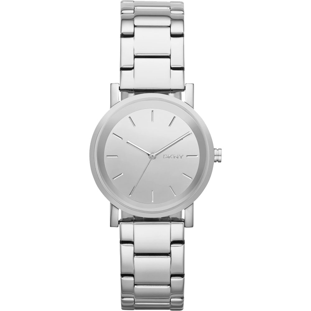 DKNY 紐約風格時尚三針腕錶-鏡面銀/34mm