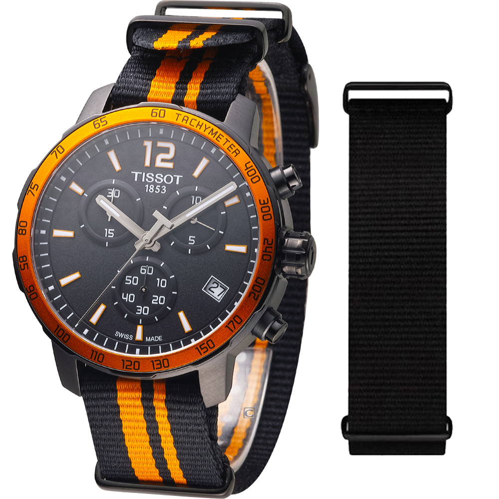 TISSOT T-SPORT 天梭飆速計時腕錶-黑x橘/42mm
