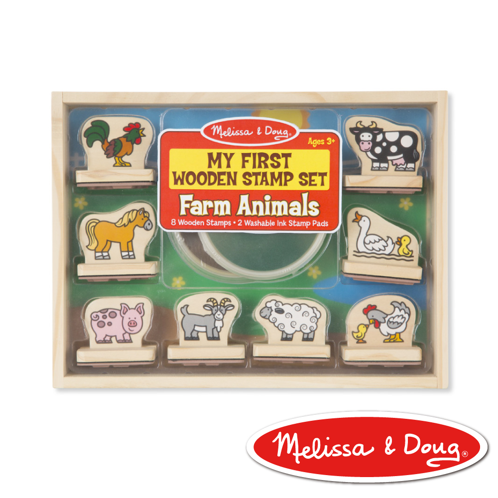 美國瑪莉莎 Melissa & Doug 美勞創意 勞作印章-幼兒學習初階版-農場動物 10pcs