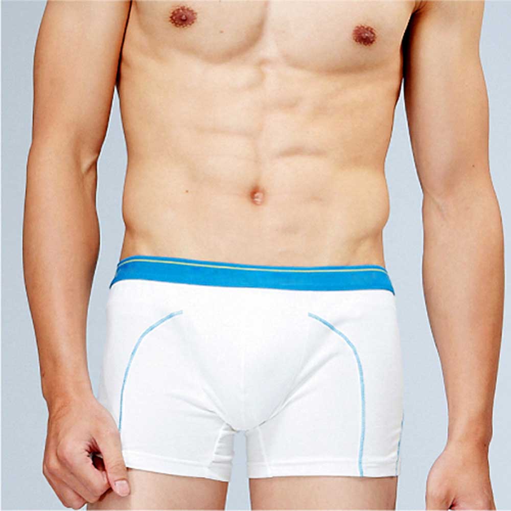 男內褲  法國名牌  萊卡時尚經典風格平口褲    白藍色