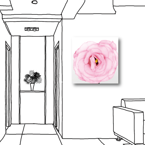 美學365-單聯方形花卉無框畫掛畫飯店民宿靜音時鐘-玫瑰-40x40cm