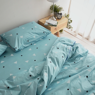 絲薇諾 MIT精梳純棉 法式甜派-藍色 雙人加大6尺-薄床包薄被套組
