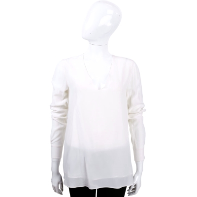 Max Mara-SPORTMAX 白色傘型設計V領紗質上衣