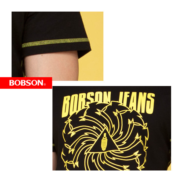 BOBSON 男款印圖短袖上衣(黑24034-88)