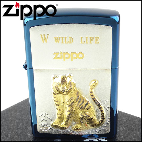 ZIPPO 日系~WILD LIFE-老虎圖案鍍鈦純銀貼片打火機