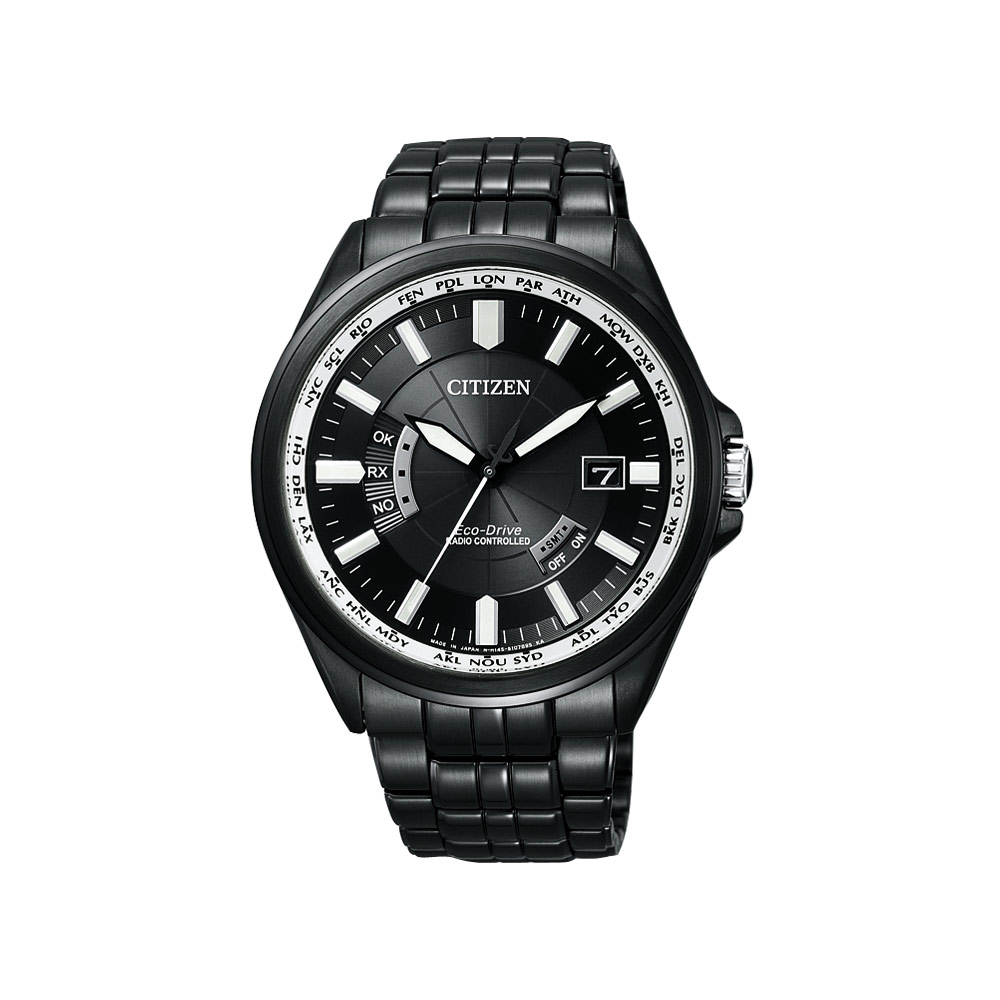 CITIZEN Eco-Drive 五局電波萬年曆腕錶(CB0014-52E)-IP黑/43mm