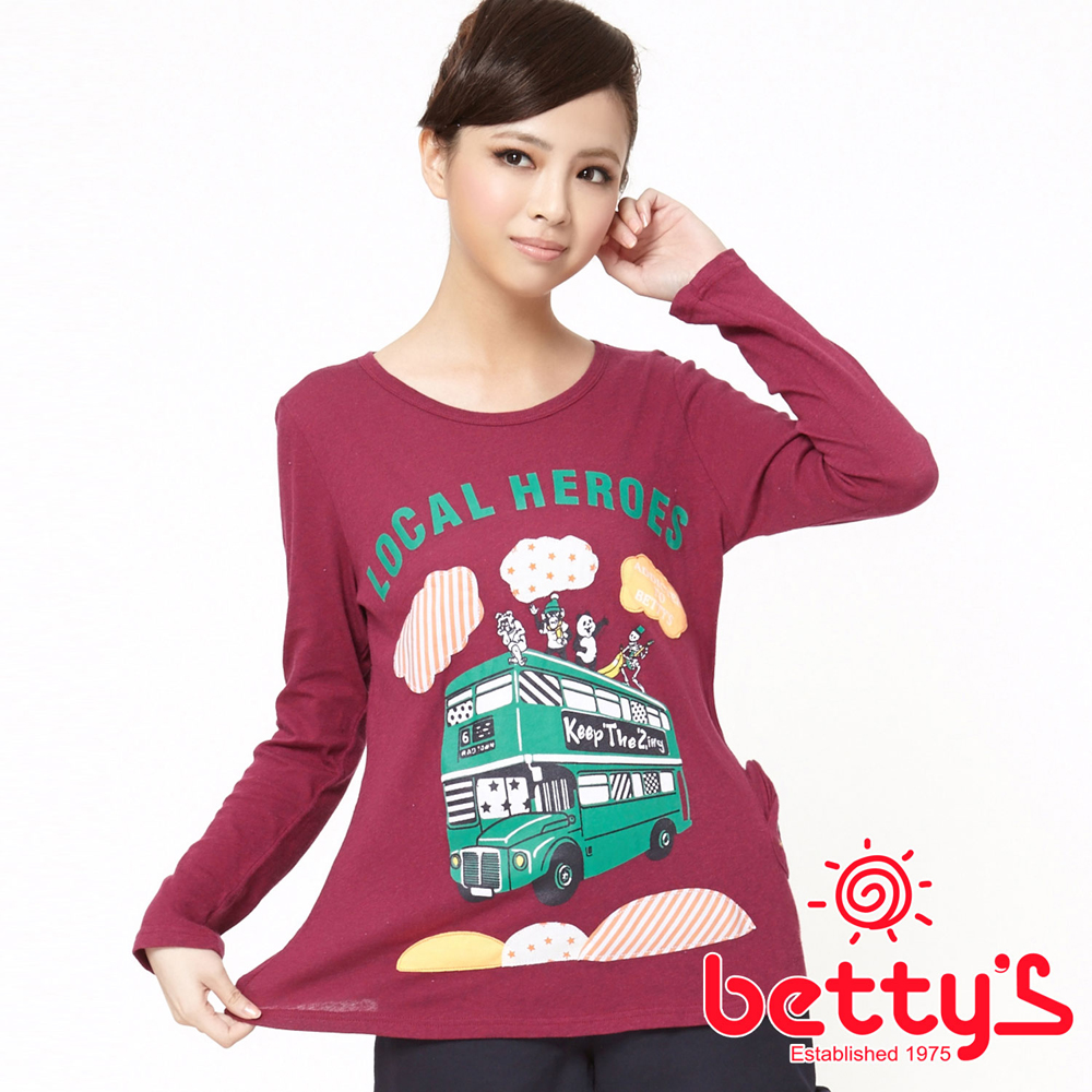 betty’s貝蒂思　美式插畫T-shirt(酒紅色)