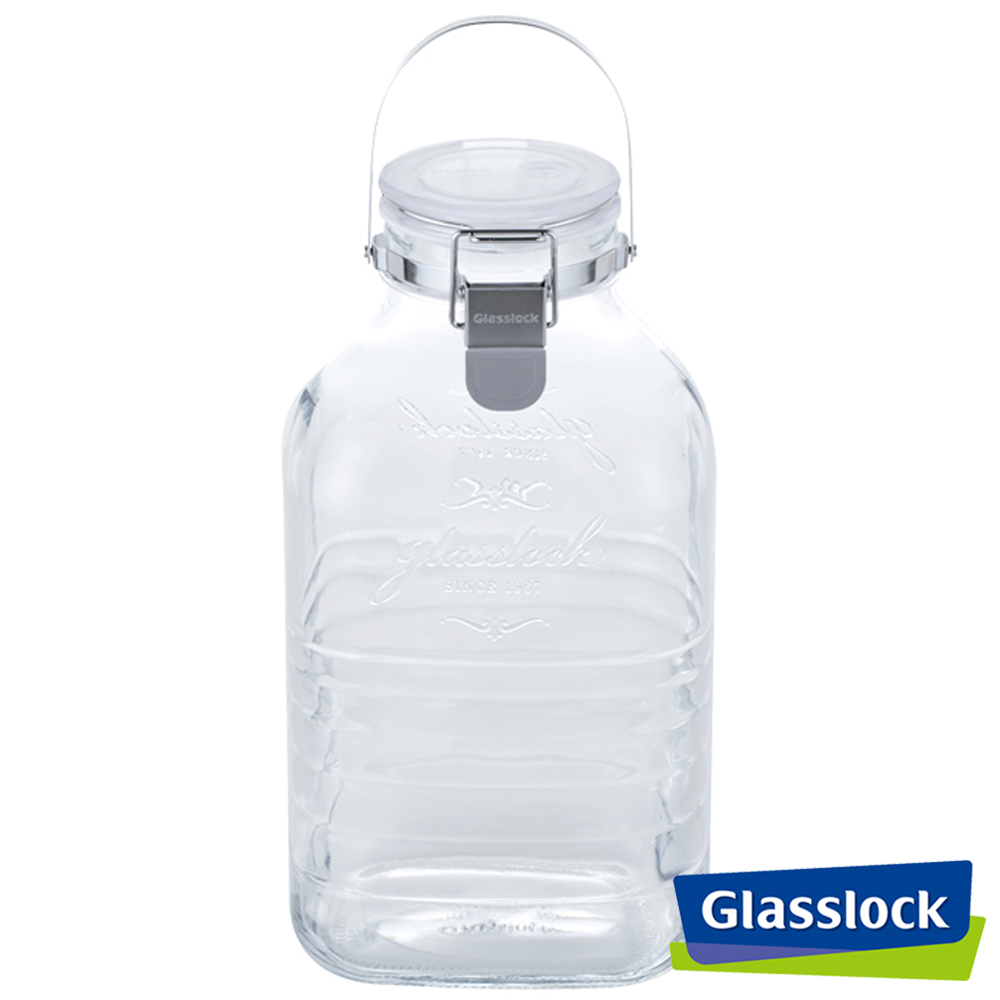 Glasslock附提把醃漬玻璃密封罐-4000ml