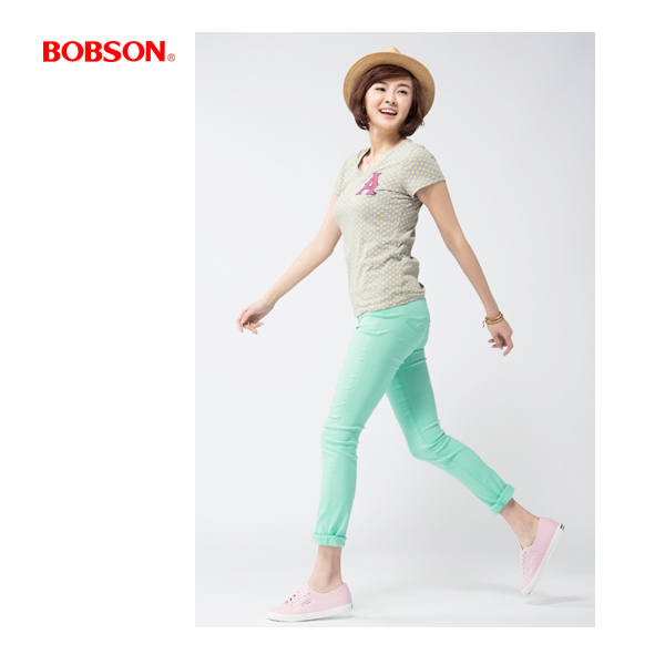 BOBSON 女款高腰大彈力緊身褲(果綠40)