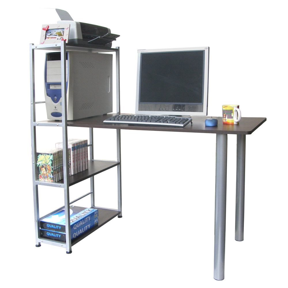 Dr. DIY 4層置物架書桌/電腦桌(深60x寬120cm)-深胡桃木色