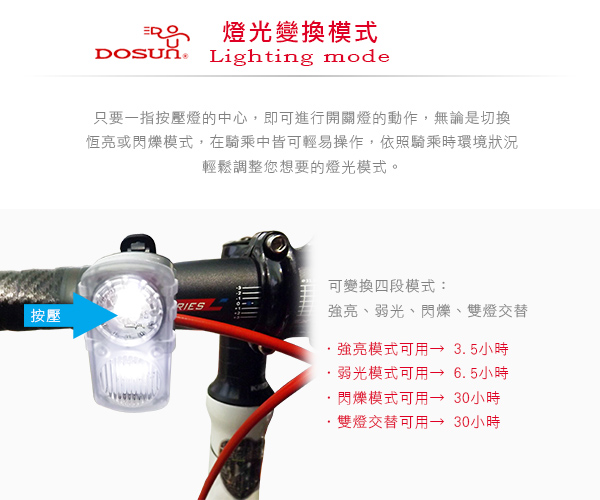 DOSUN DC200 USB充電式雙白光警示燈 白/銀