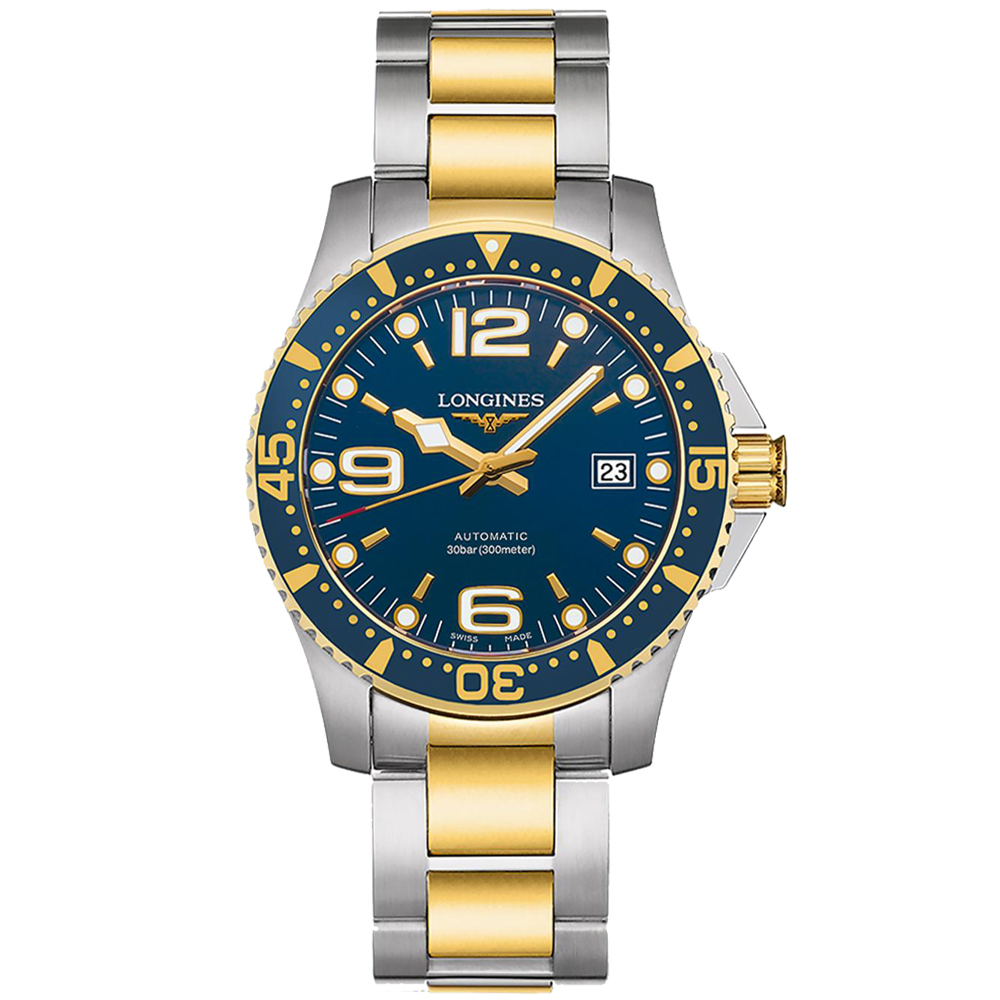 LONGINES浪琴 深海征服者系列潛水腕錶-銀色+金色/41mm