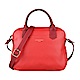 LONGCHAMP 2.0系列燙金LOGO雙色牛皮手提斜背包(罌粟紅x暗紅) product thumbnail 1