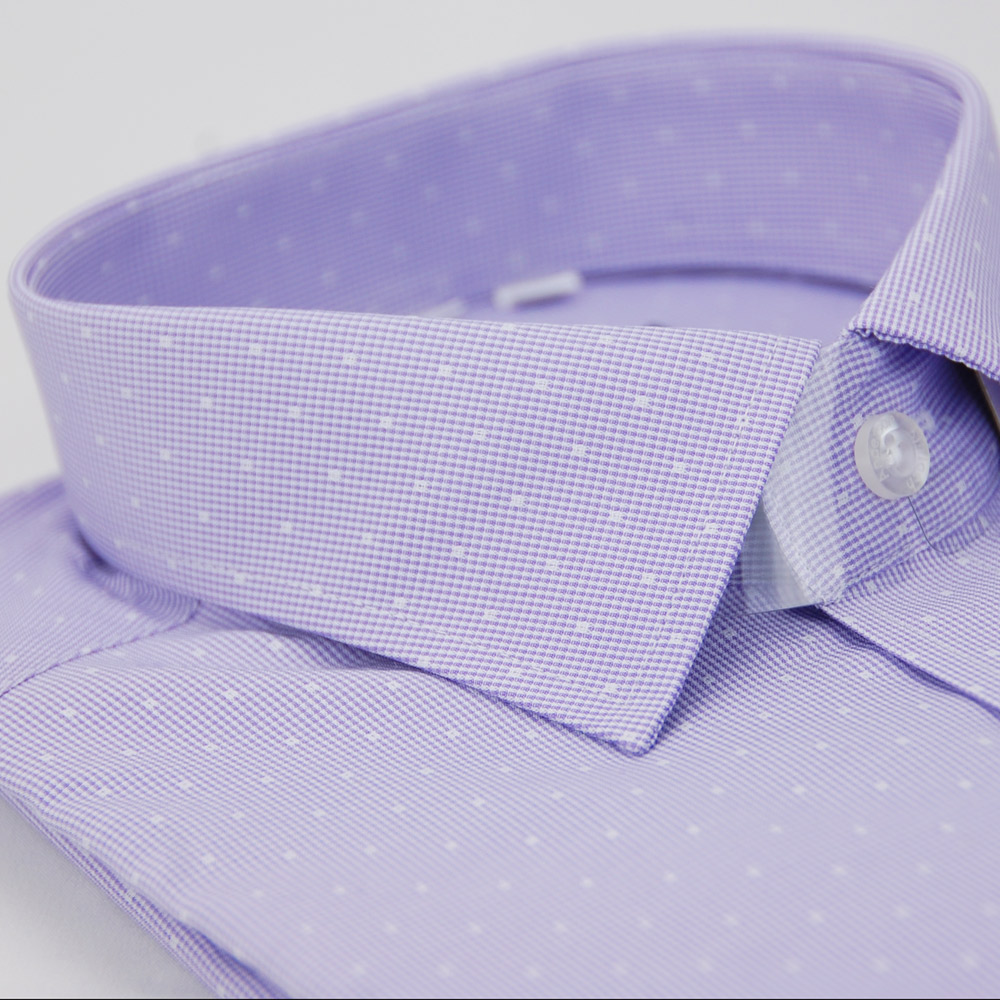 金安德森 紫色白方格窄版長袖襯衫