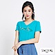 SOMETHING 熱帶花紋V領短袖T恤-女-藍綠色 product thumbnail 1