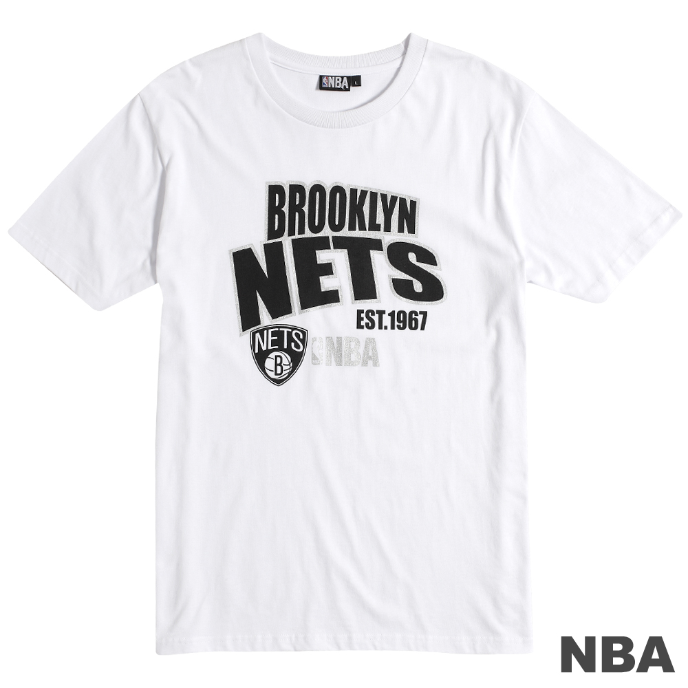 NBA-布魯克林籃網隊造型印花百搭T恤-白(男)