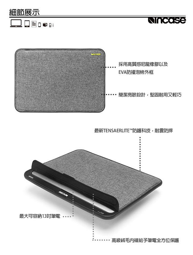 INCASE ICON Sleeve Mac Air 13吋高科技防震筆電保護內袋