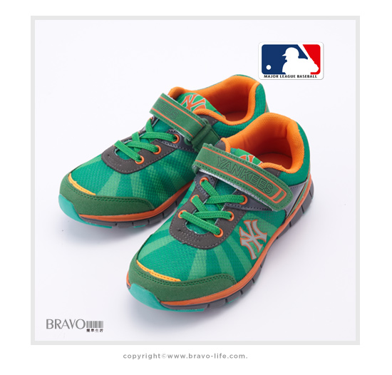 MLB大聯盟洋基2015新品。避震氣墊運動童鞋款綠