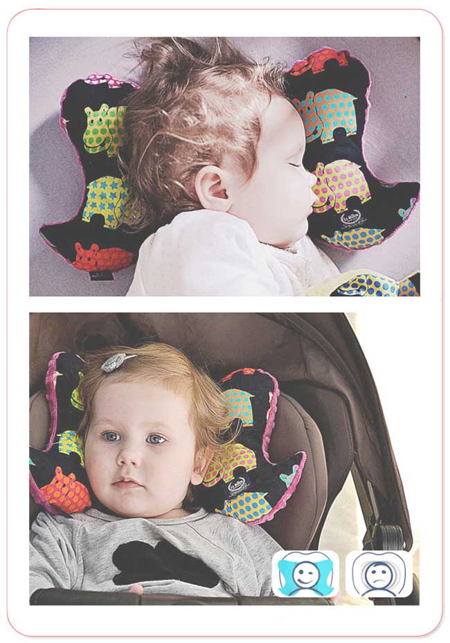 La Millou 天使枕護頭型嬰兒枕-歡樂拉拉猴(粉嫩玫瑰紫)