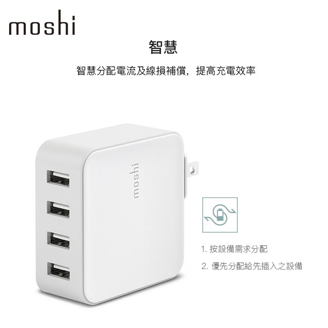 Moshi ProGeo 旅充系列 USB 4-Port 充電器 (35W)