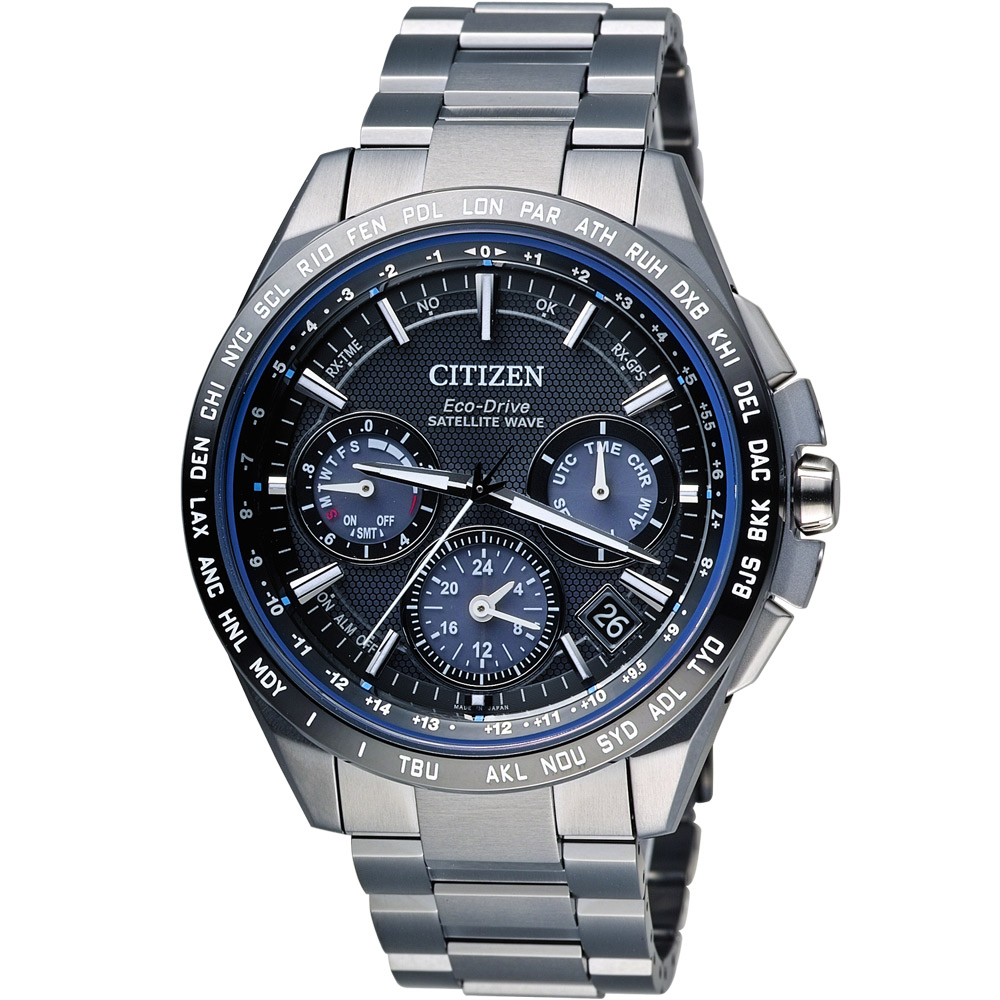 CITIZEN 光動能鈦感光衛星計時腕錶(CC9017-59L)-