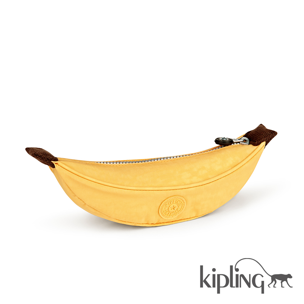 Kipling 筆袋 香蕉黃素面-小