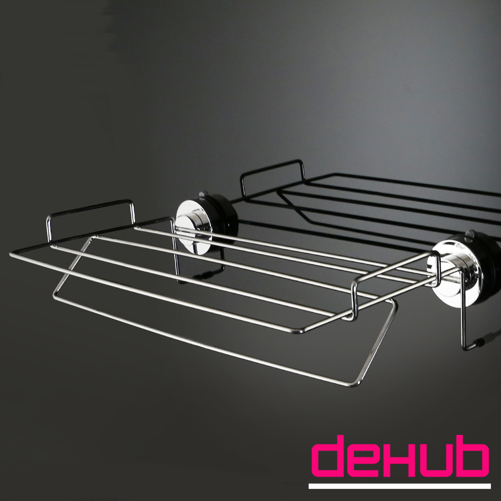 DeHUB 二代超級吸盤 不鏽鋼毛巾置物架(銀)