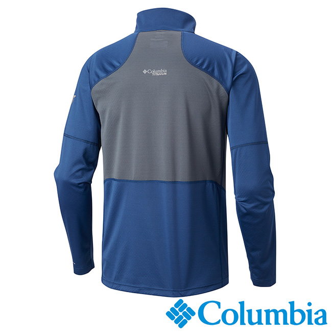 Columbia 哥倫比亞 男-鈦防曬15涼感快排半開襟上衣-深藍 AE0635
