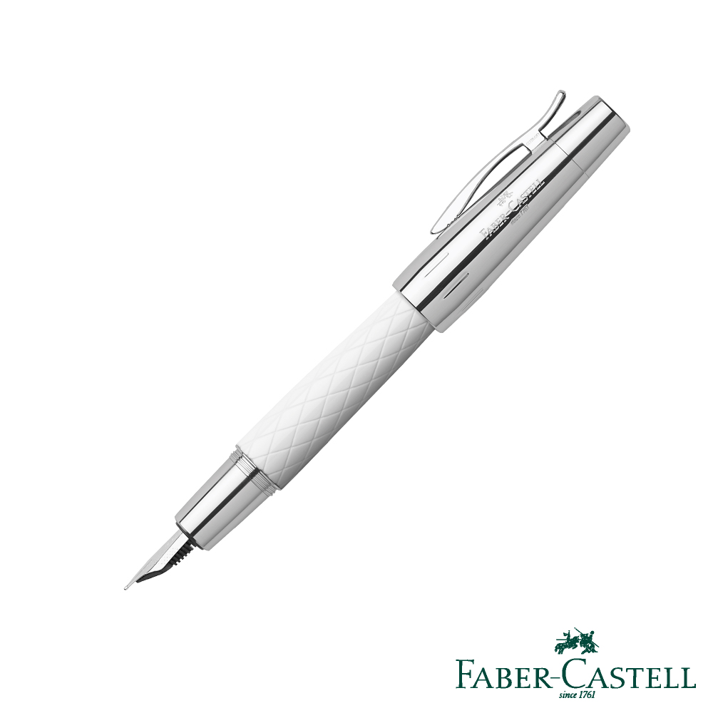 Faber-Castell E-MOTION天然樹脂雕紋系列-菱格紋鋼筆─白色