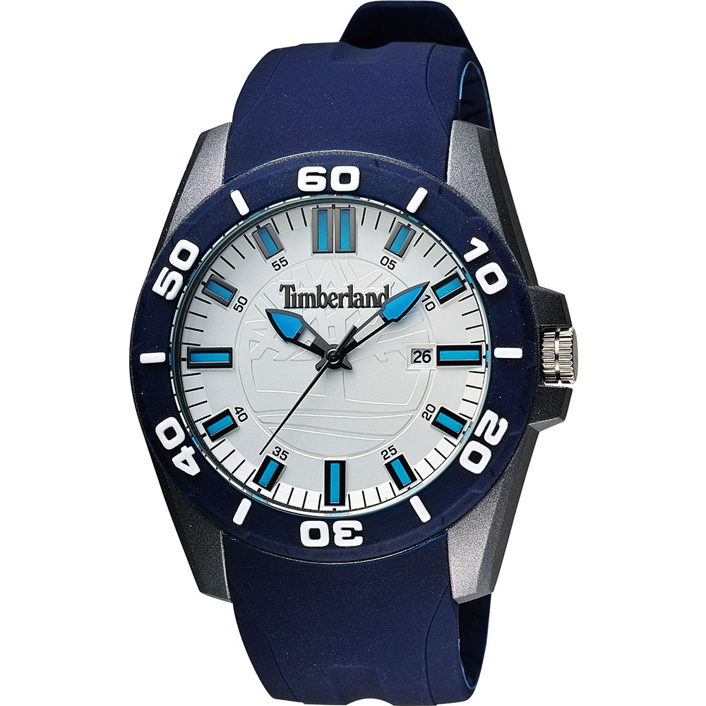 Timberland Dunbarton 戶外休閒時尚腕錶-銀x藍/43mm