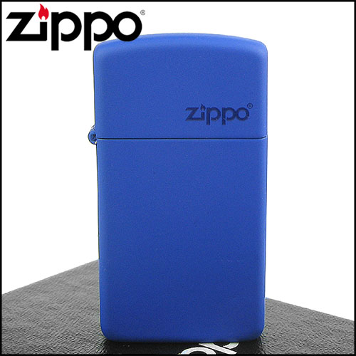【ZIPPO】美系~LOGO字樣打火機~Royal Blue Matte寶藍烤漆-窄版