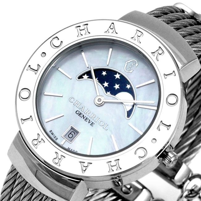 CHARRIOL 夏利豪ST-TROPEZ月相銀色可拆式款-35mm