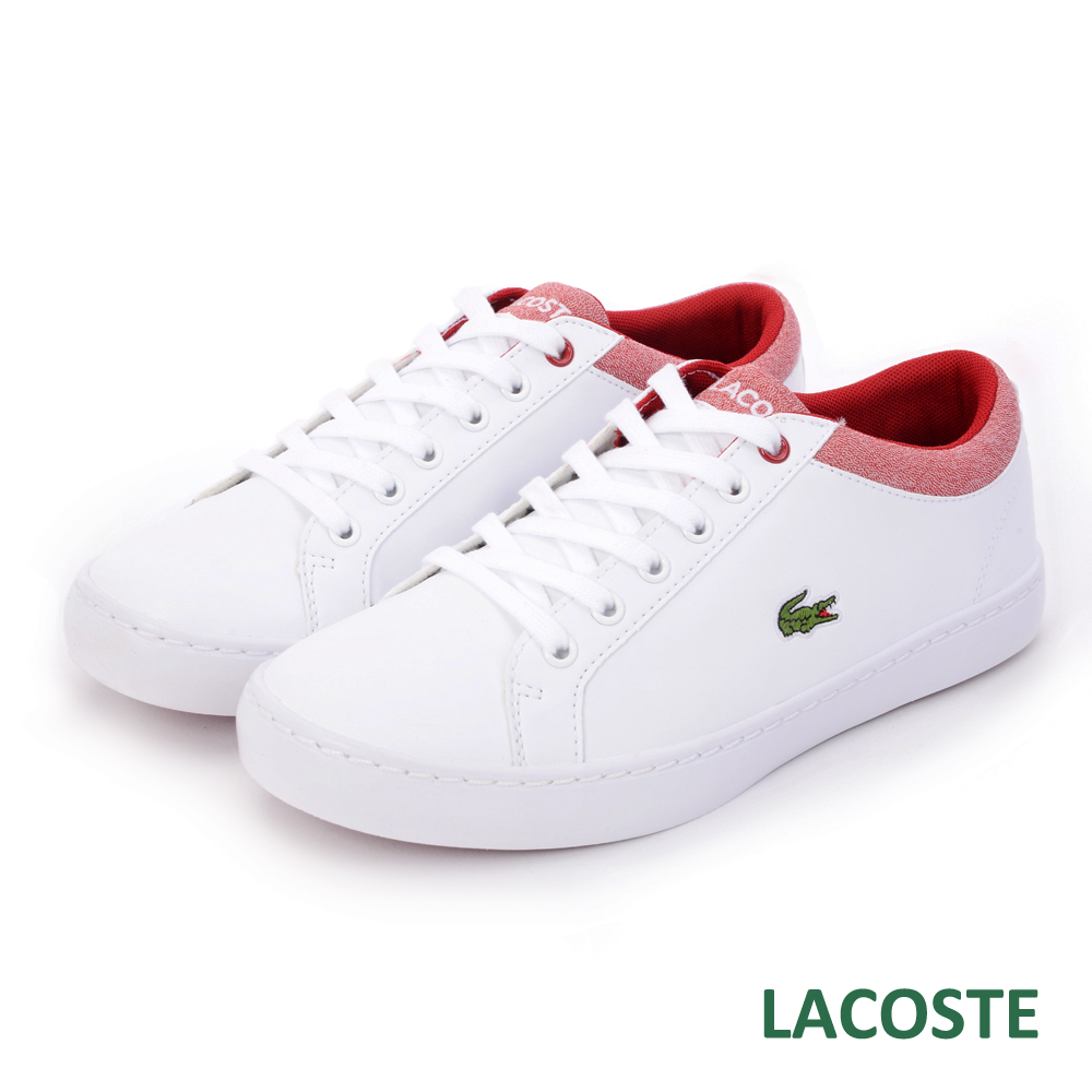 LACOSTE 女用休閒鞋-白/紅