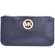 MICHAEL KORS 金LOGO飾牌荔枝紋皮革鑰匙零錢包-黑 product thumbnail 1