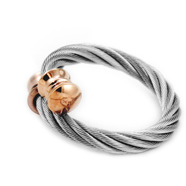 CHARRIOL 夏利豪 經典徹爾斯鋼索戒指/玫瑰金