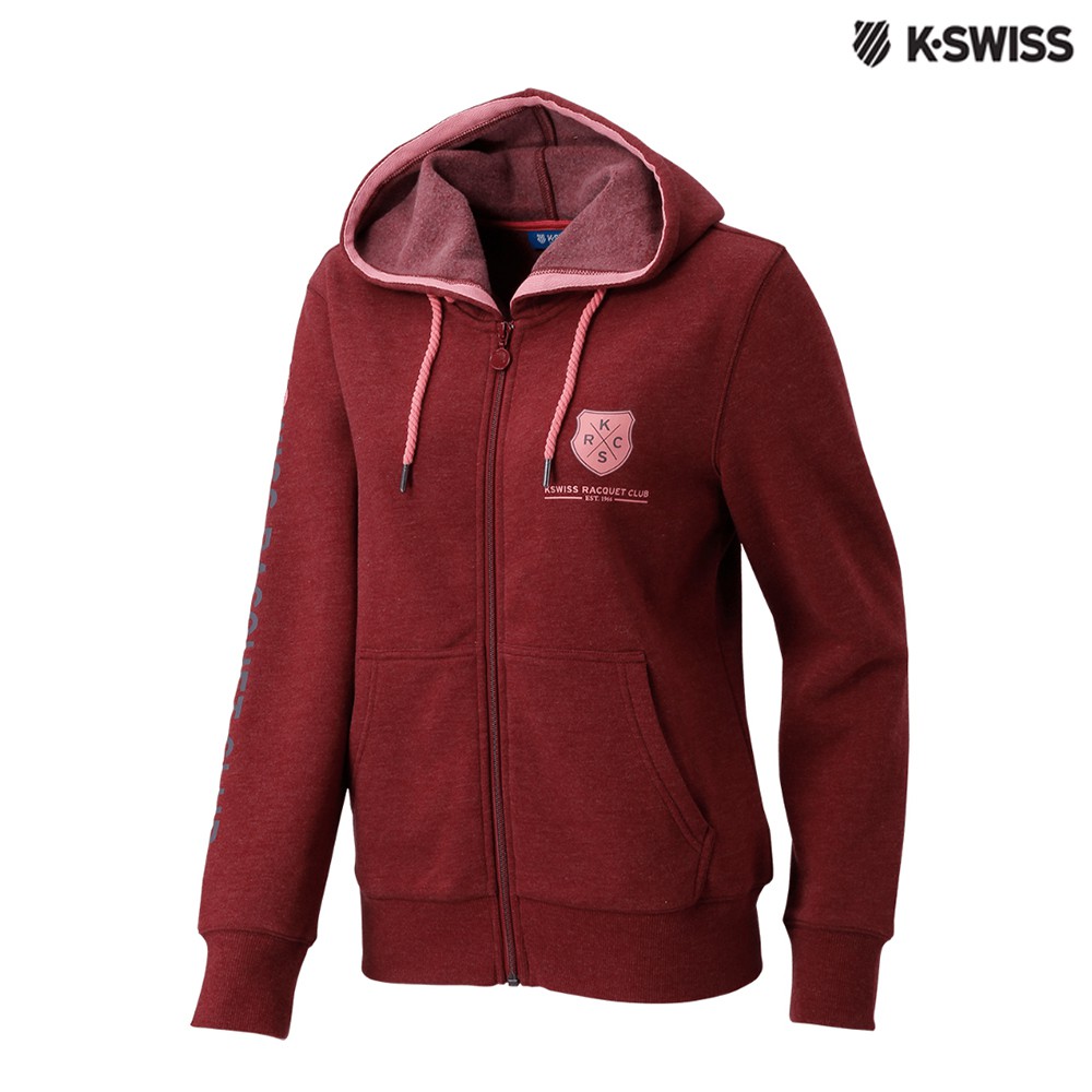 K-Swiss KSRC Hoodie Jacket休閒連帽外套-女-棗紅