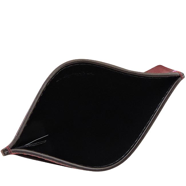 COACH 酒紅色皮革壓紋證件名片夾