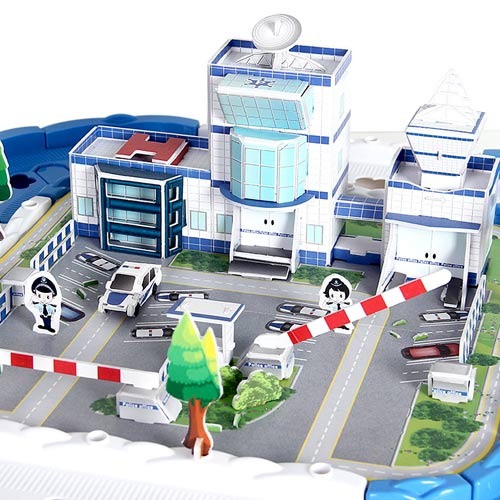 《3D-Track Police Station》益智DIY拼圖3D立體場影軌道車遊戲組