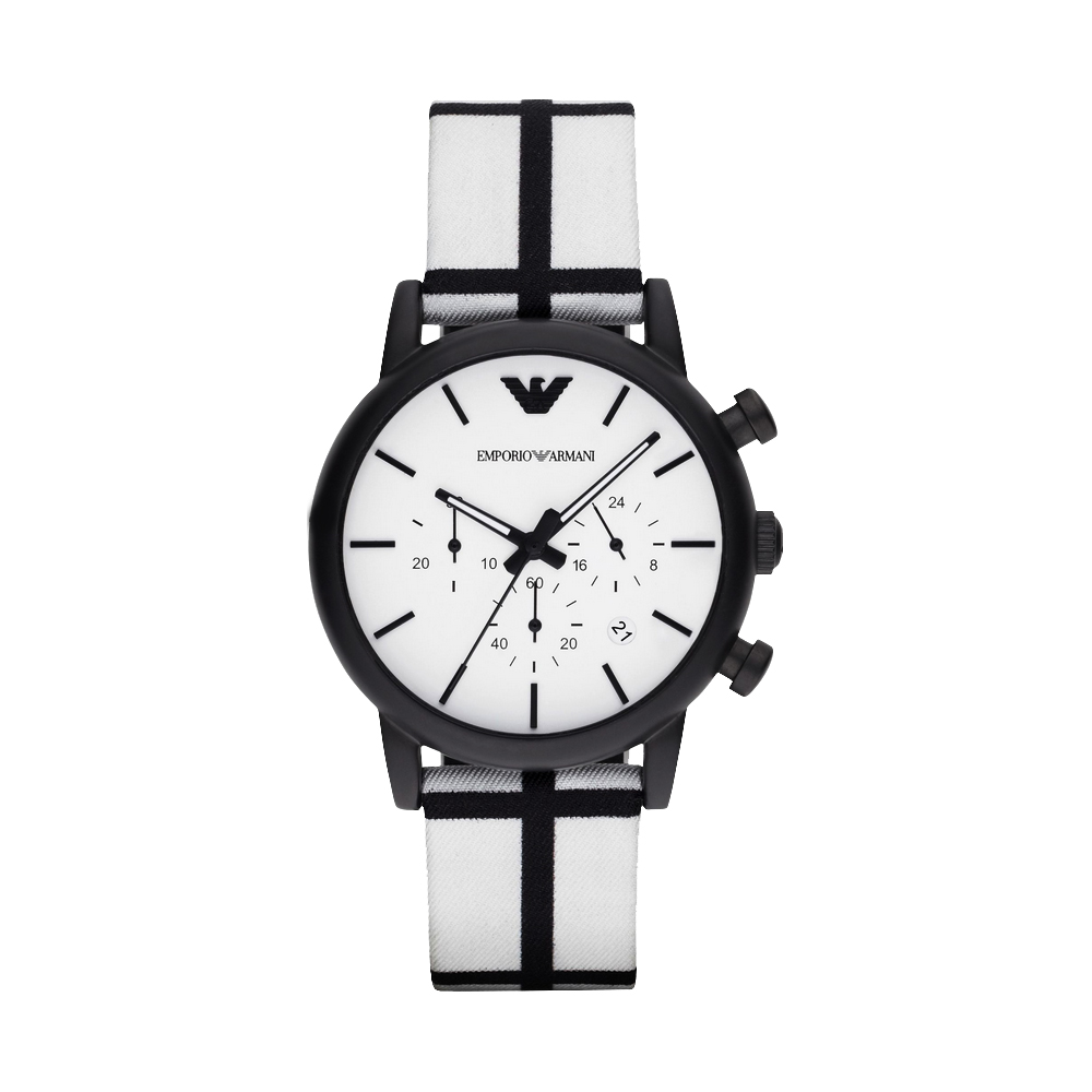 Emporio Armani Classic 空間創造時尚計時腕錶-白/41mm