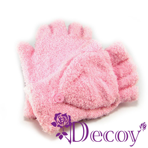 【Decoy】2ways珊瑚絨＊機能露指手套/粉