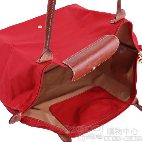 Longchamp折疊中型長提柄水餃包(紅)