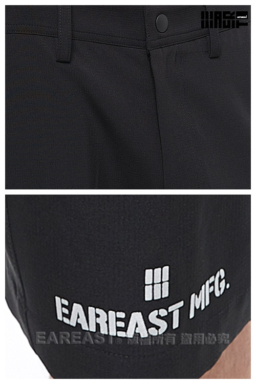 EAR EAST 男款 Logo印花五分褲-黑--動態show