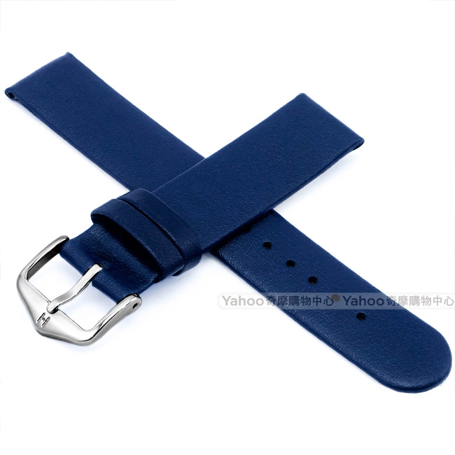 海奕施 HIRSCH Scandic M 設計感圓弧皮革錶帶 防水可清洗-藍