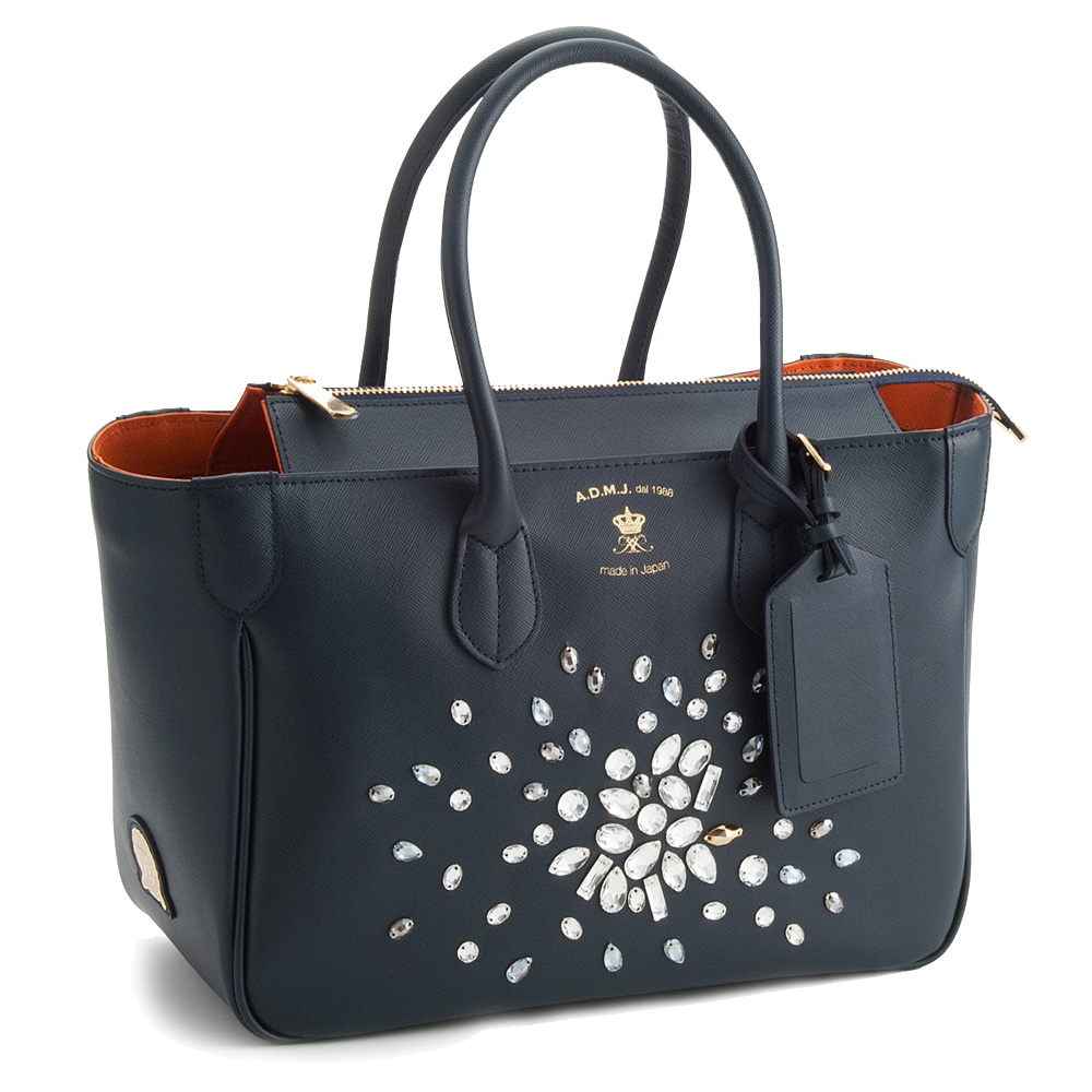 A.D.M.J. 經典小牛革水晶 COOKIE BAG (NAVY)